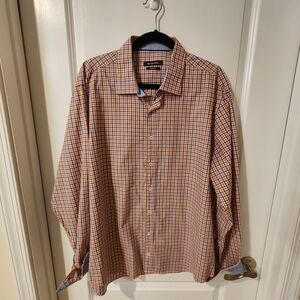 Bugatchi orange blue button down shirt XXL
